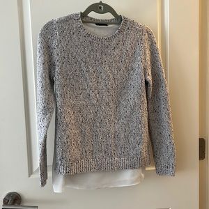 Club Monaco Size XS gray sweater w white blouse underneath